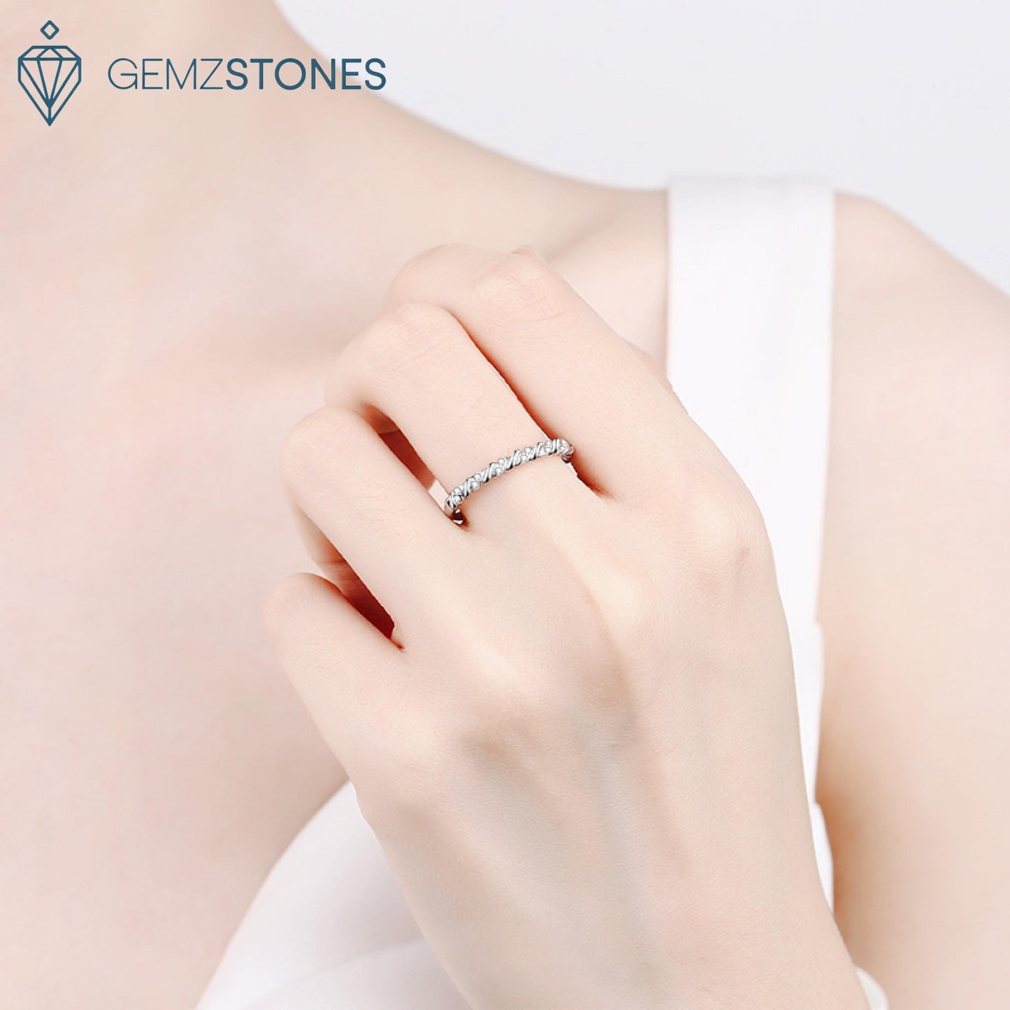 Adriana - 0.56 Carat Moissanite Sterling Silver Ring